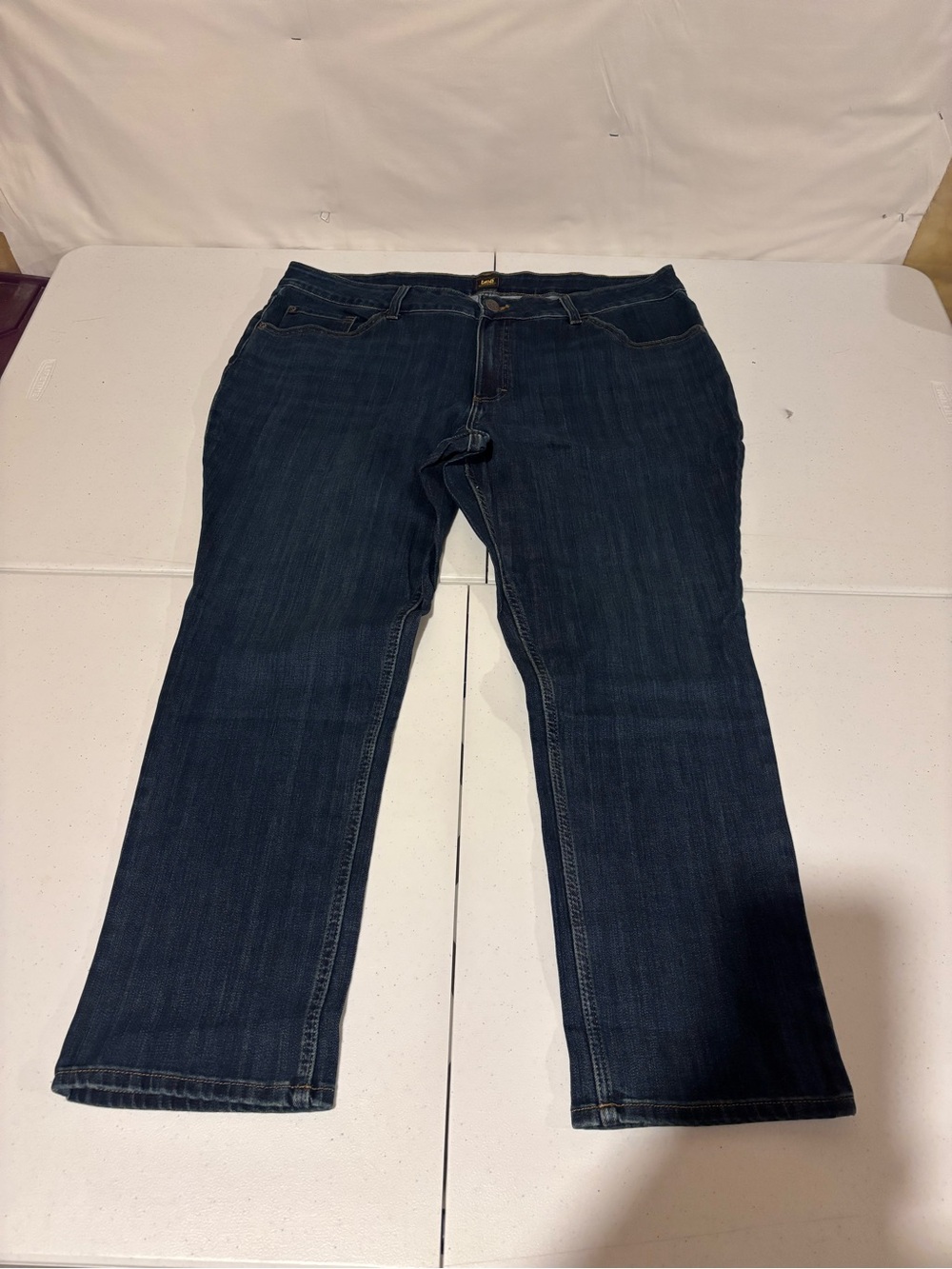 Lee Mid Rise Straight Leg Blue Denim Jeans Women’s Size 22W (42x29)